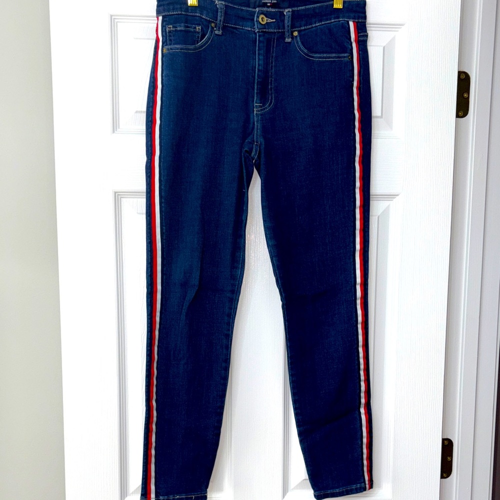 Tommy Hilfiger Blue Jeans with Red and White Stripes